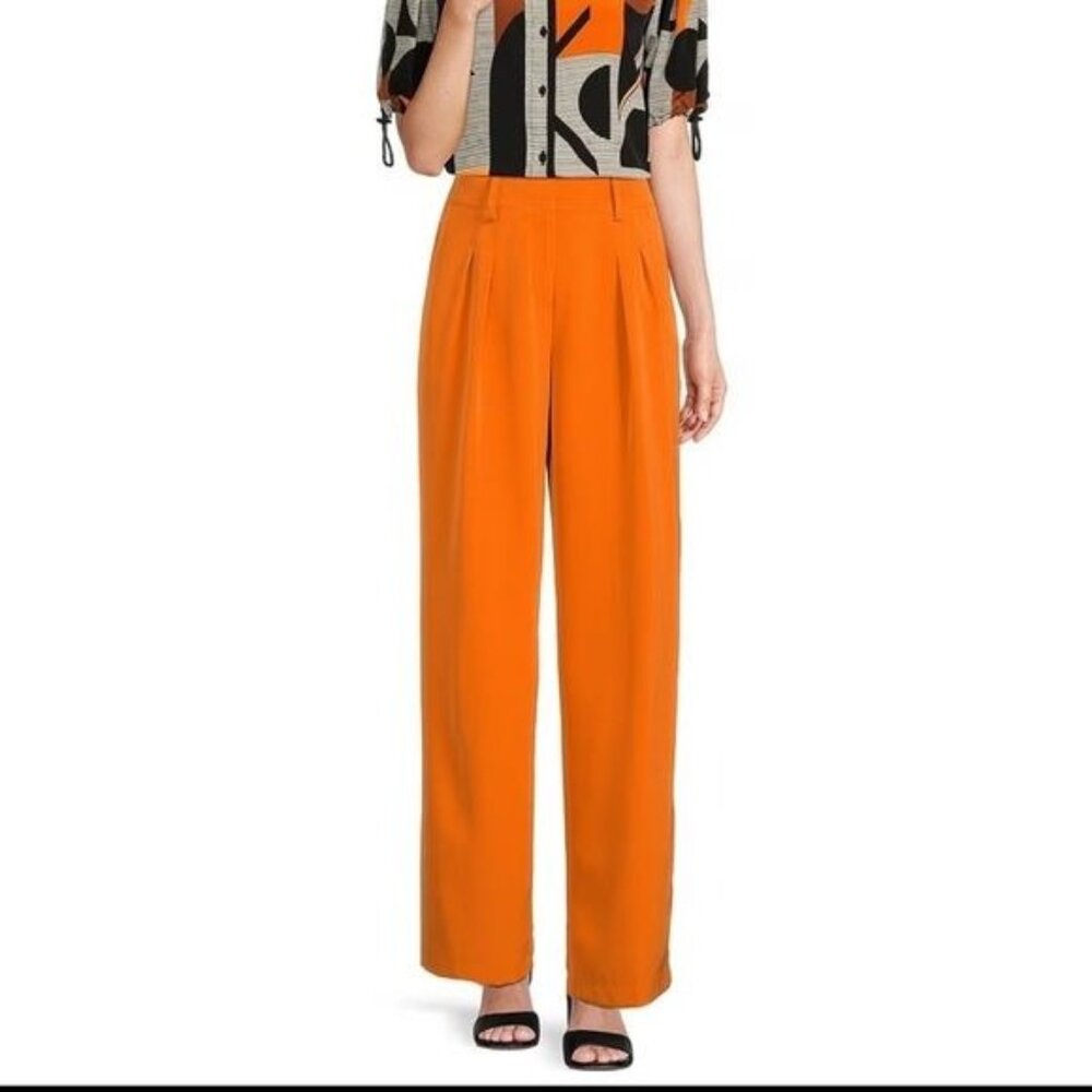 Karl Lagerfeld Paris Womens Orange Wide Leg Pants Size 6 EUC